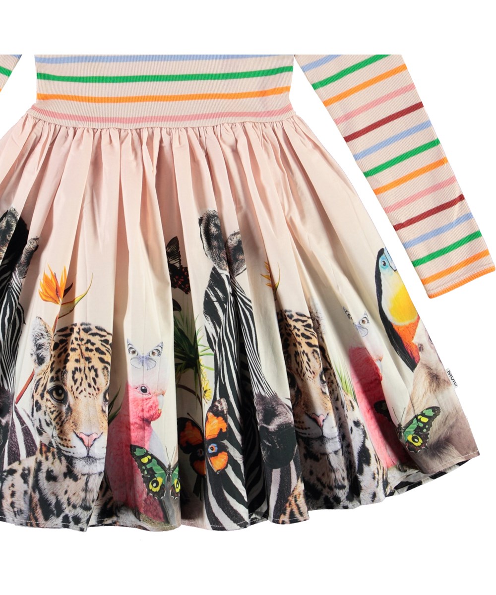 Casie - Jungle Friends - Öko-rosa Kleid mit Tiere-Print