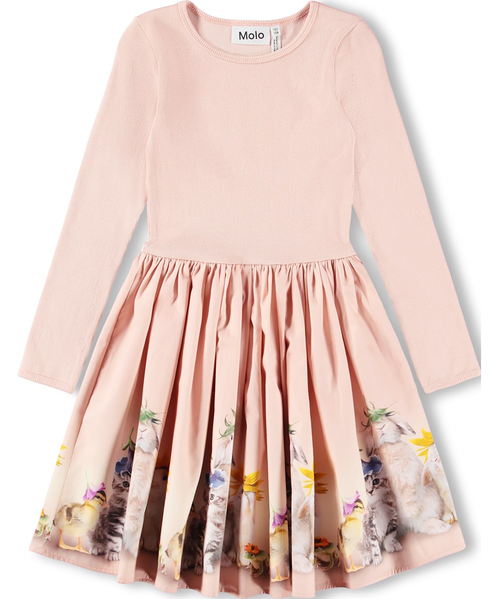 Casie - Photobooth - Rosa Kleid für Kinder aus weicher, biologischer Baumwolle mit langen Ärmeln