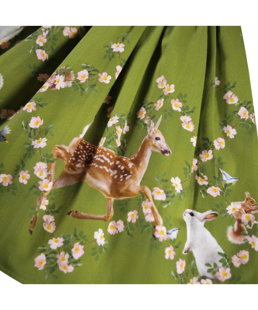 Casie Warm - Argyle Forest - Langärmeliges grünes Kleid für Kinder aus Öko-Baumwolle mit einem Rock aus gebürsteter Baumwollflanell.