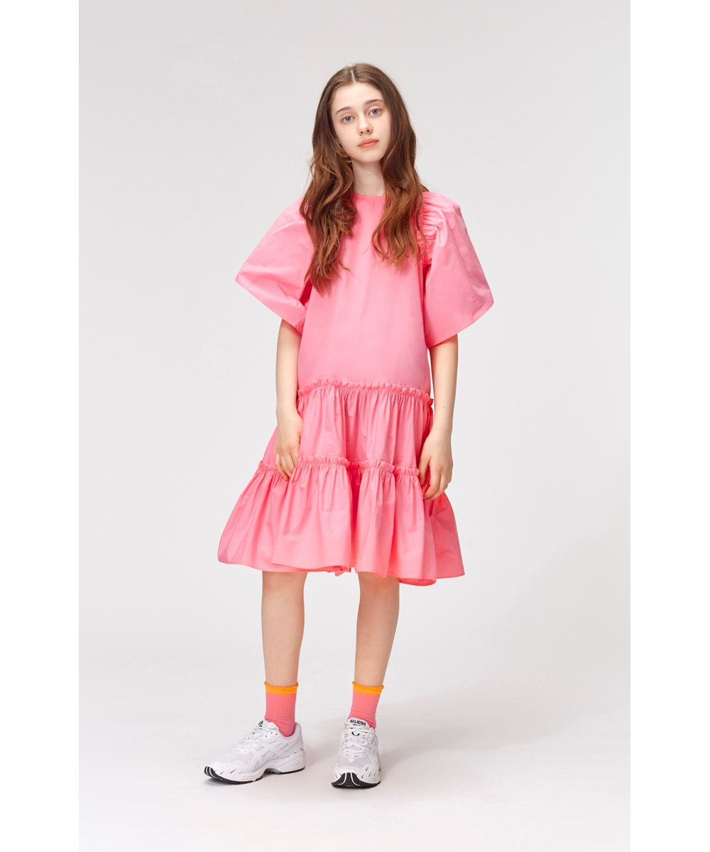 Cat - Bubblegum - Kleid aus Öko-Popeline in Rosa mit Puffärmeln