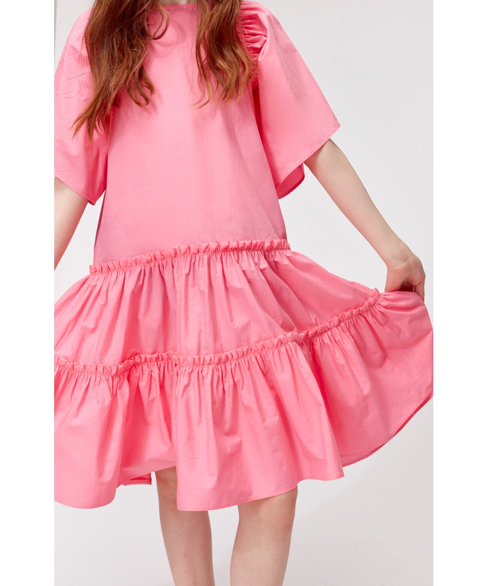 Cat - Bubblegum - Kleid aus Öko-Popeline in Rosa mit Puffärmeln