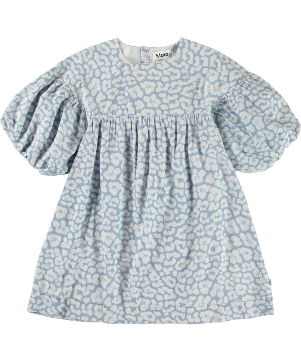 Catherine - Bleached Jaguar - Öko-Kleid mit blauem Leopardenmuster