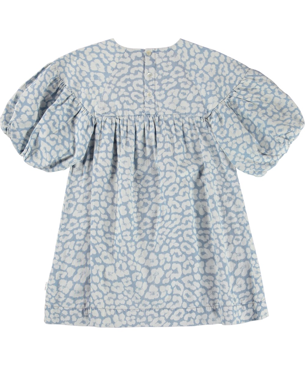 Catherine - Bleached Jaguar - Öko-Kleid mit blauem Leopardenmuster