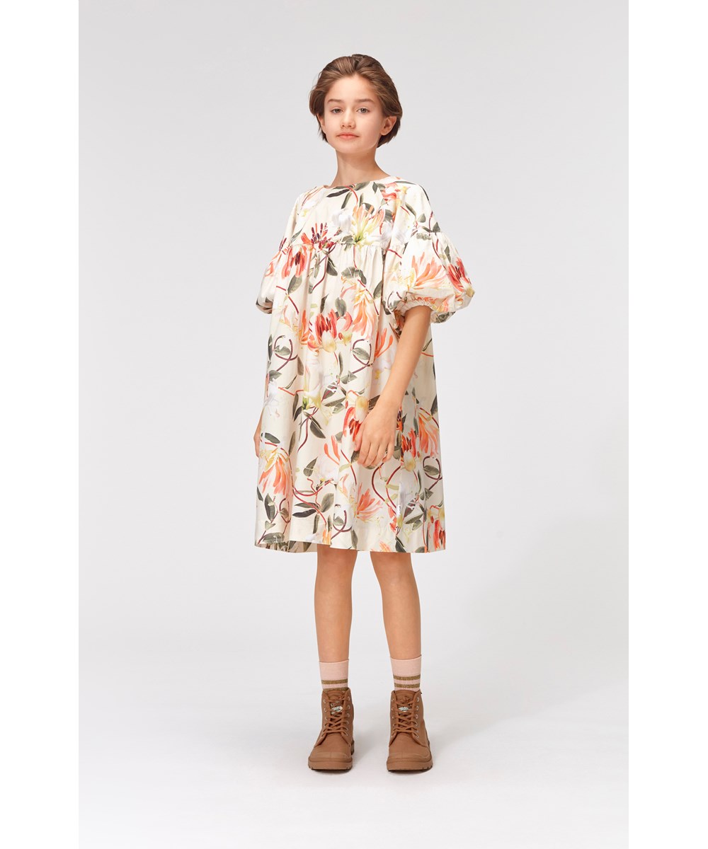 Catherine - Honeysuckle - Öko-Kleid mit Blumen und Ballonärmeln