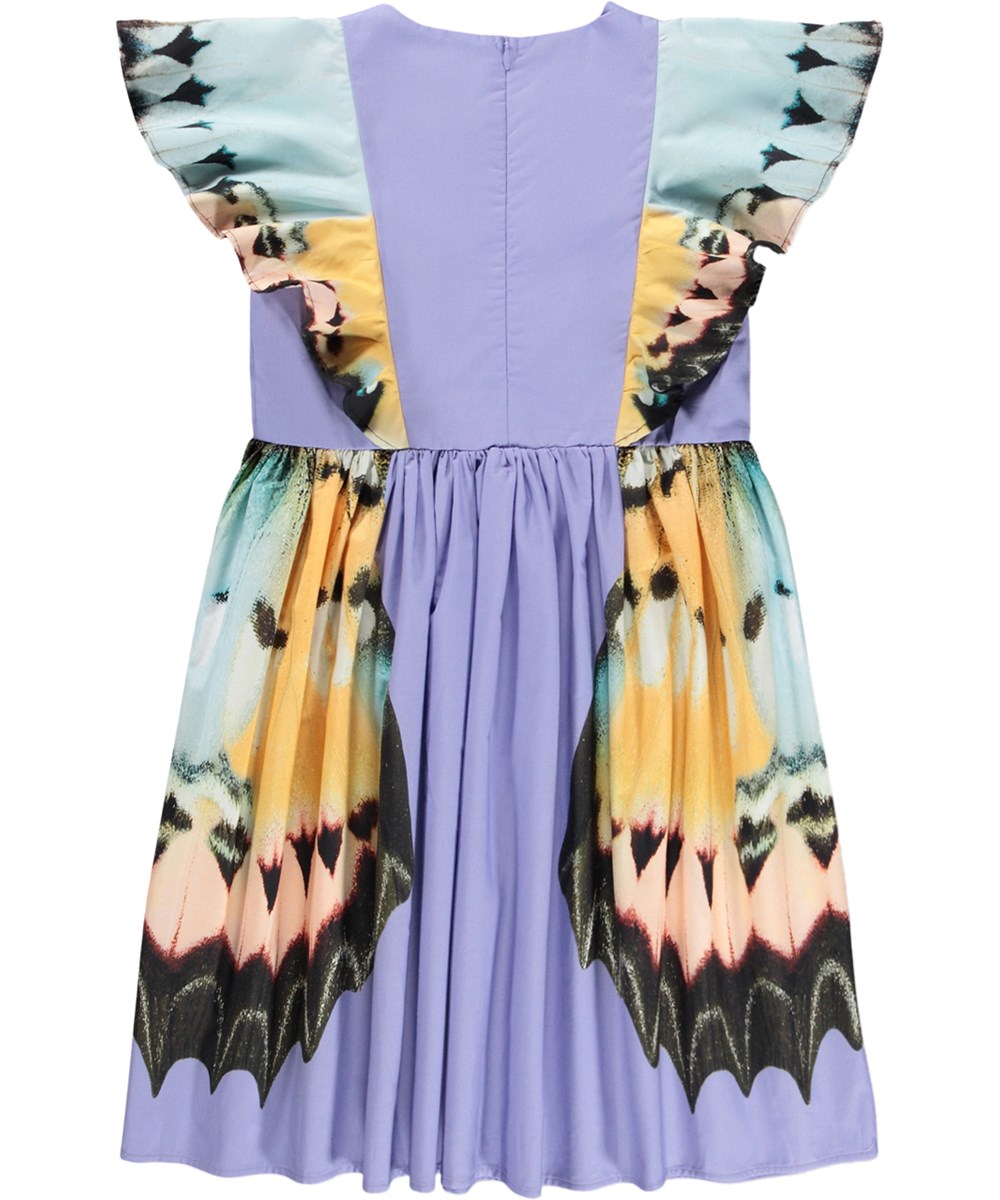 Caty - Lilac Butterfly - Lila Kleid für Kinder aus Bio-Baumwolle mit Schmetterlingsdruck