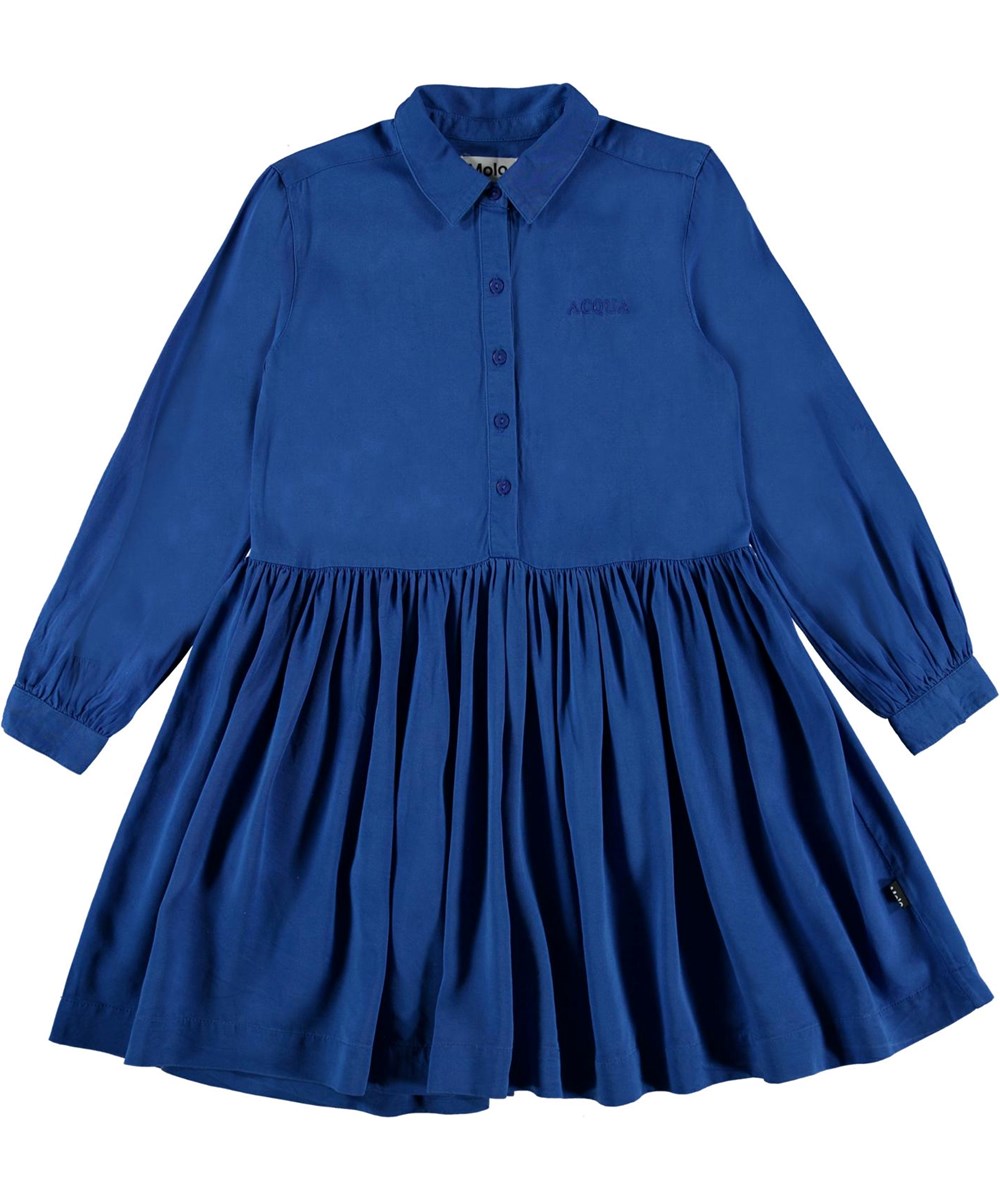 Caya - Reef Blue - Blaues Hemdkleid mit langen Ärmeln