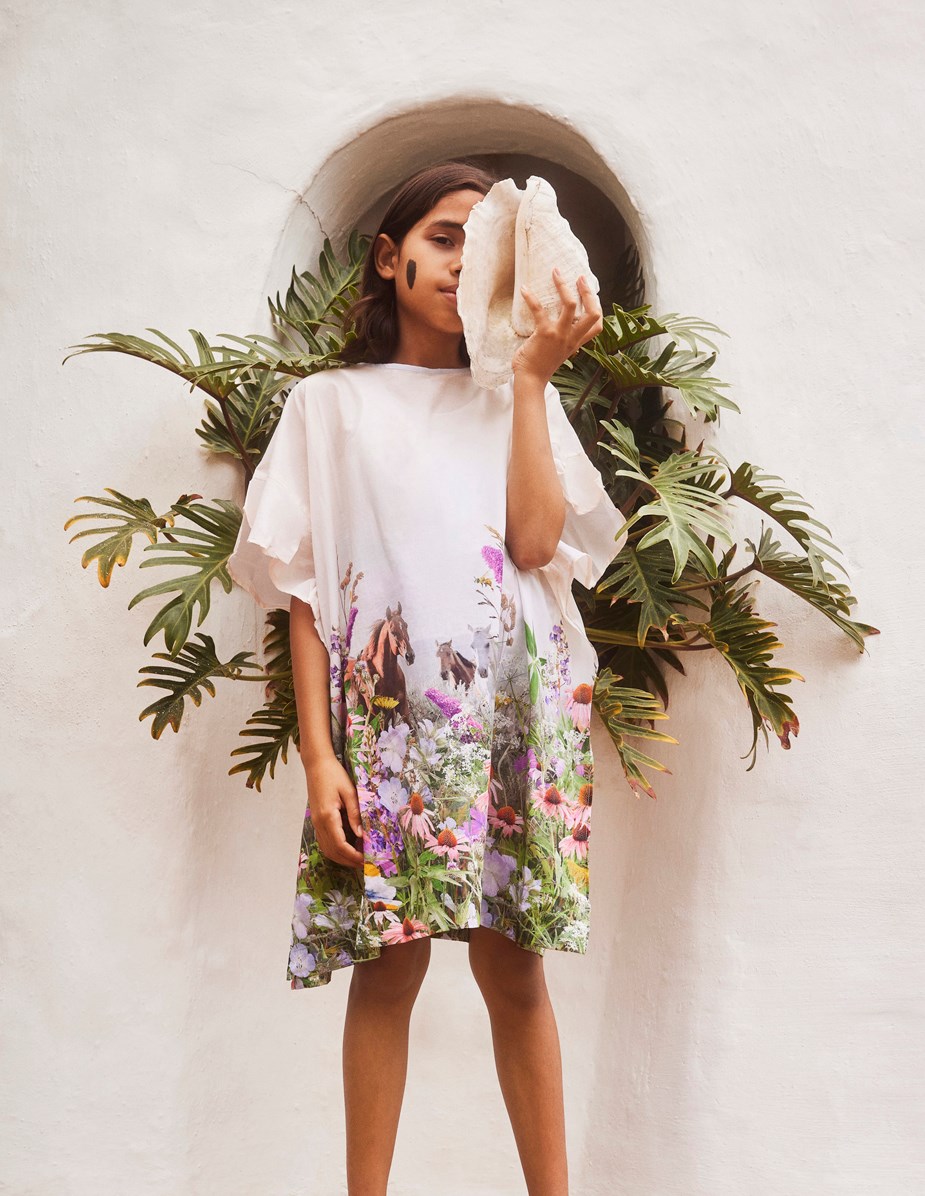 Cayla - Wild Horses - Helle Tunika aus Öko-Baumwolle mit Pferdeprint