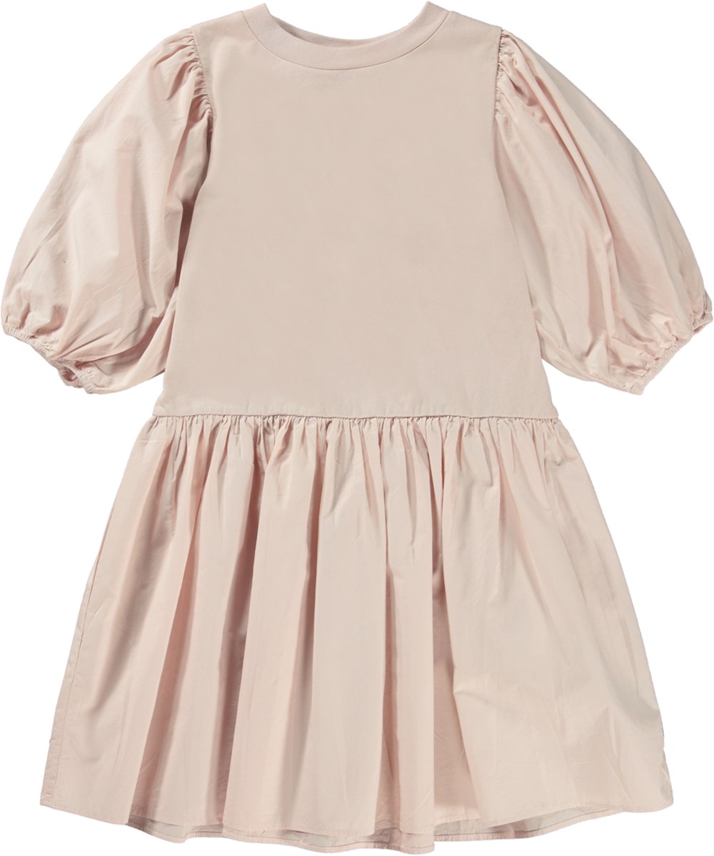 Cece - Powder - Zartrosa Kleid aus Öko-Baumwolle mit Puffärmeln