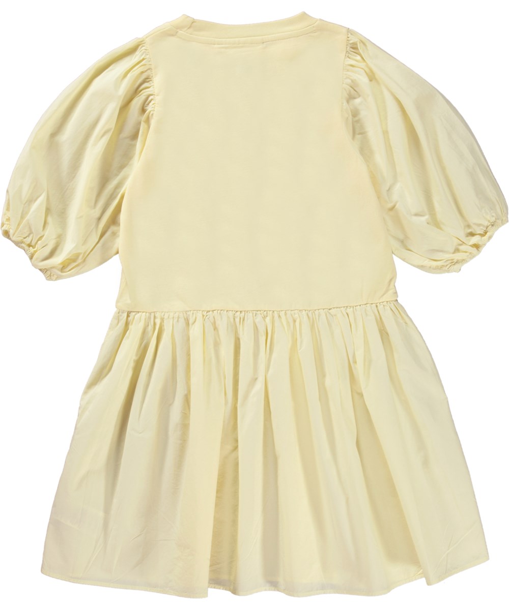 Cece - Vanilla - Hellgelbes Kleid aus Öko-Baumwolle mit Puffärmeln