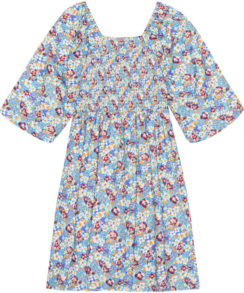 Cherisa - Spring Bloom Mini - Hellblaues Kleid mit Blumendruck