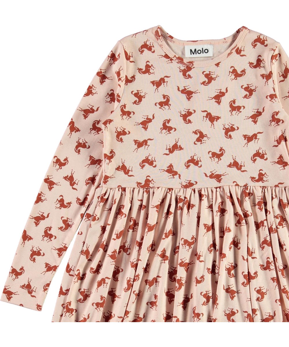 Cheyanne - Mini Horse Jersey - Öko rosa Kleid mit Pferdedruck