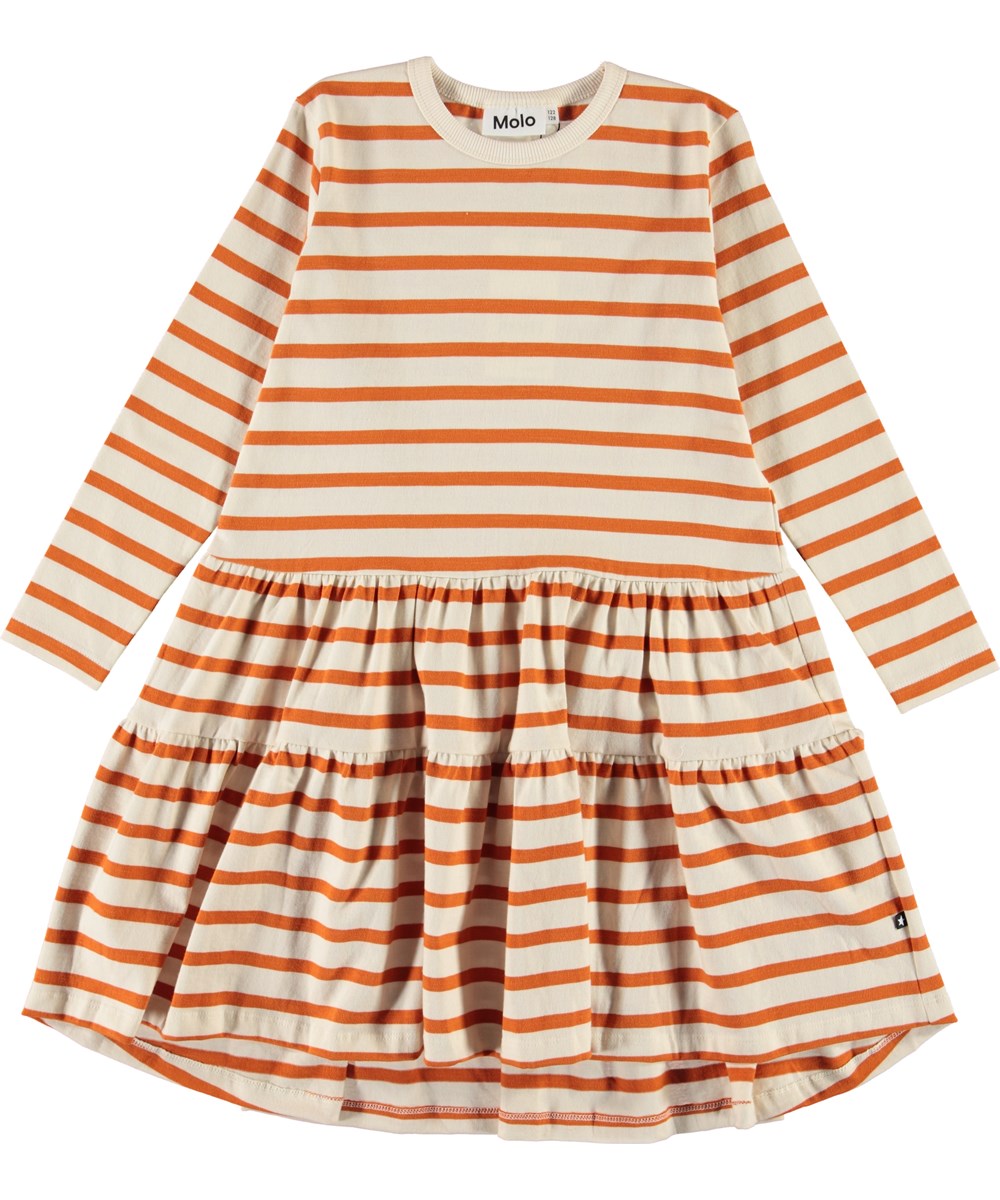 Chia - Pumpkin Breton - Ökologisches Kleid mit organgen Streifen