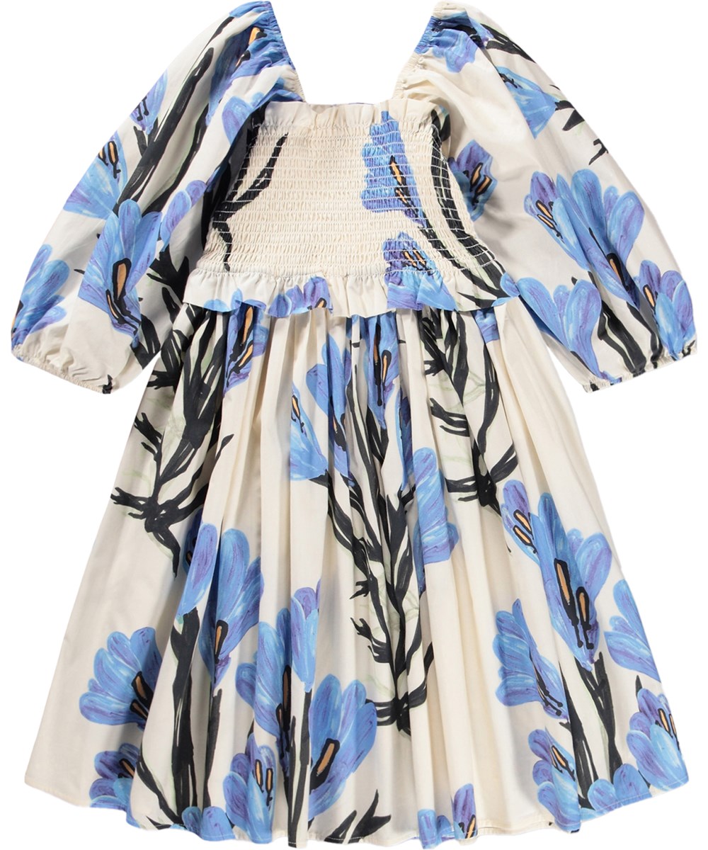 Chipie - Painted Crocus - Weißes Kinderkleid aus Bio-Baumwolle mit Blumenmuster