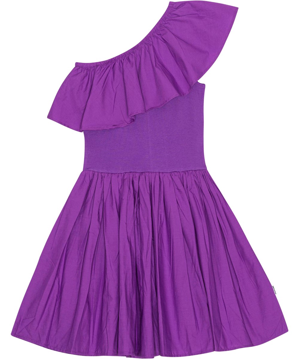 Chloey - Purple Dusk - Lila One-Shoulder-Kleid aus Öko-Baumwolle.