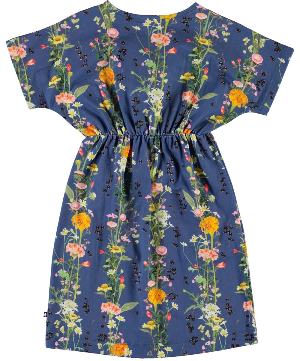 Christa - Vertical Flowers - Öko blauer Blumenkleid