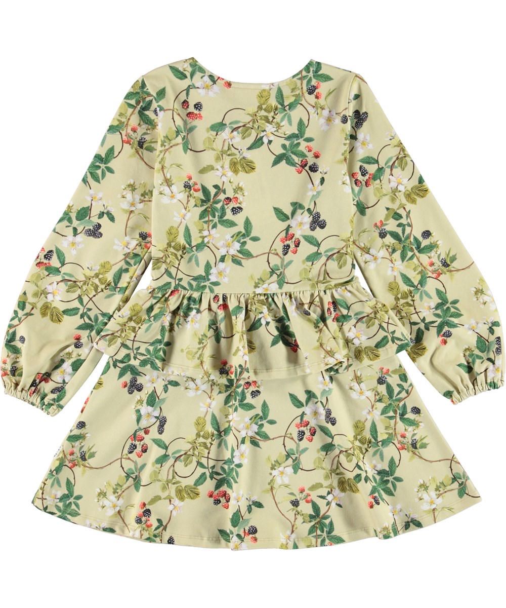 Christabelle - Bramble - Hellgrünes Öko-Kleid mit Brombeerdruck