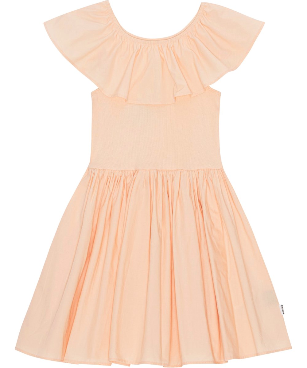 Christal - Fluffy Rose - Puderfarbenes Kleid aus Öko-Baumwolle mit Rüschenkragen