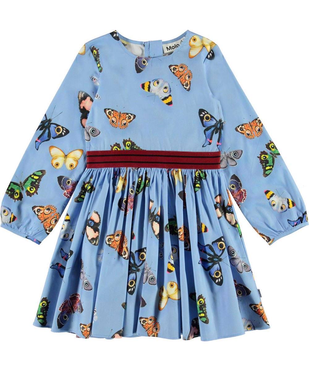 Christine - I See You - Hellblaues Öko-Kleid mit Schmetterlings-Print