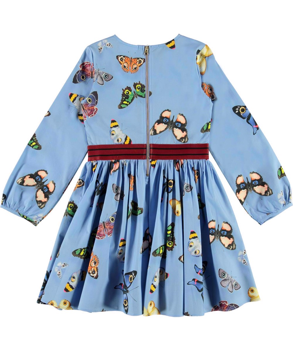 Christine - I See You - Hellblaues Öko-Kleid mit Schmetterlings-Print