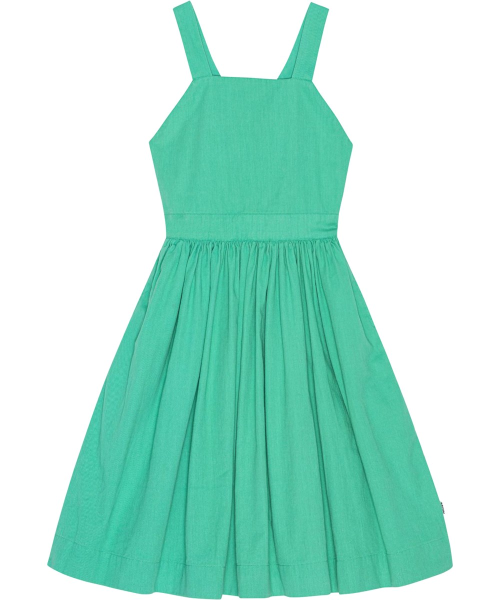 Ciana - Chalk Green - Grünes Kleid aus Öko-Baumwolle mit verstellbaren Trägern