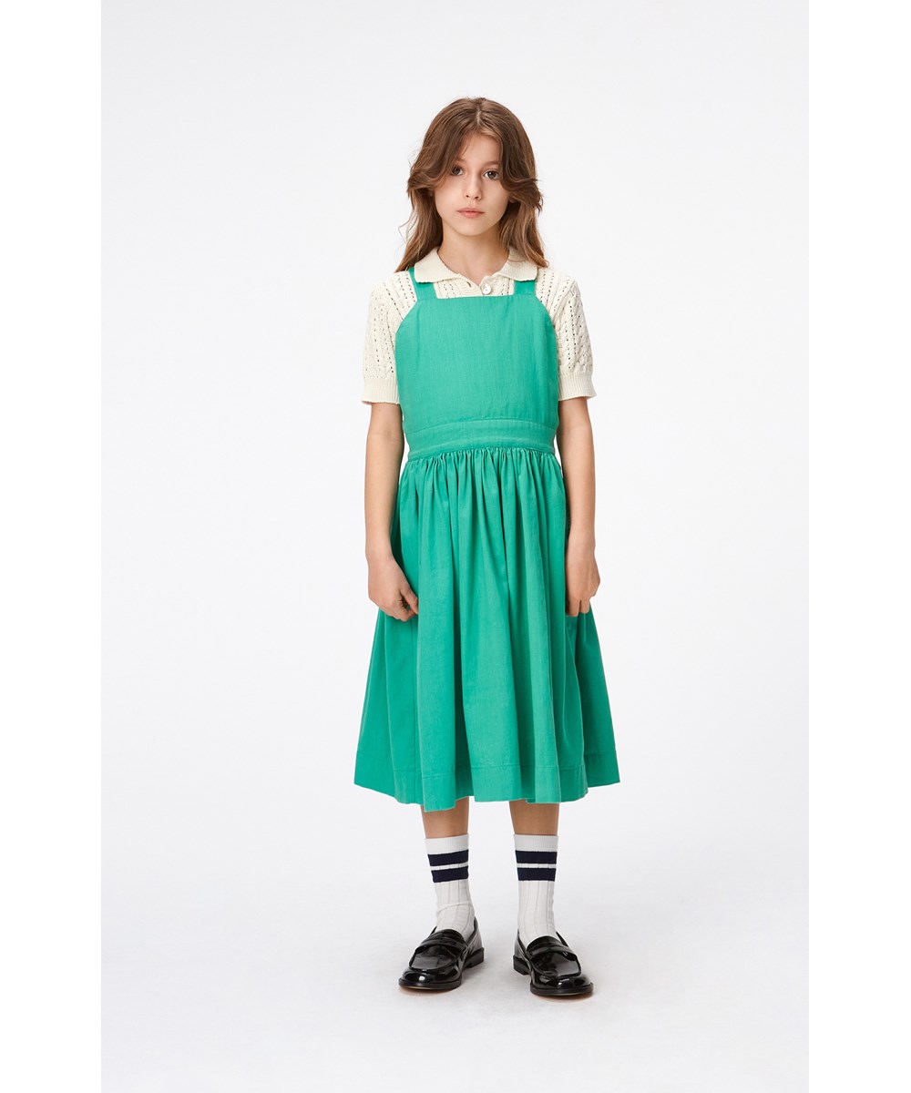 Ciana - Chalk Green - Grünes Kleid aus Öko-Baumwolle mit verstellbaren Trägern