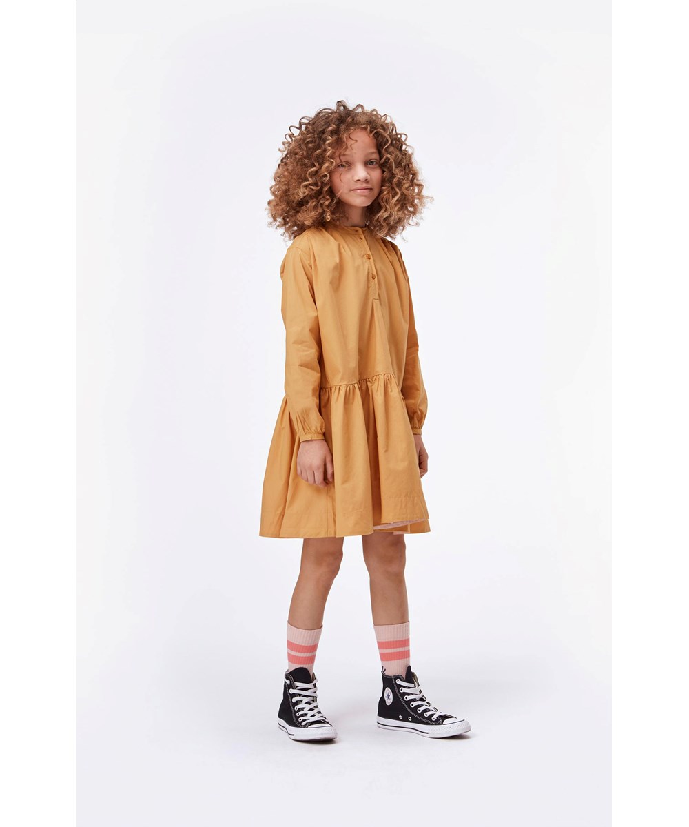 Cinzia - Honey - Öko gelbes Popeline-Kleid