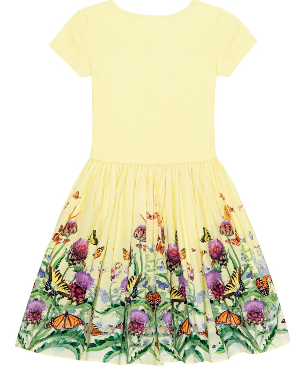 Cissa - Artichoke Patch - Kurzärmeliges Kleid aus Öko-Baumwolle mit einem Aufdruck aus Artischockenblüten