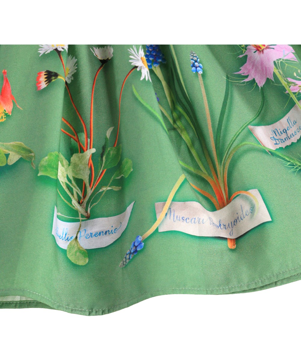 Cissa - Flora Collector - Grünes Kinderkleid aus Öko-Baumwolle mit Blumenmuster