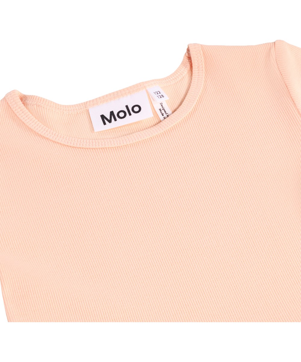 Cissa - Siesta - Pfirsichfarbenes Kleid für Kinder aus Öko-Baumwolle mit Pferdemuster