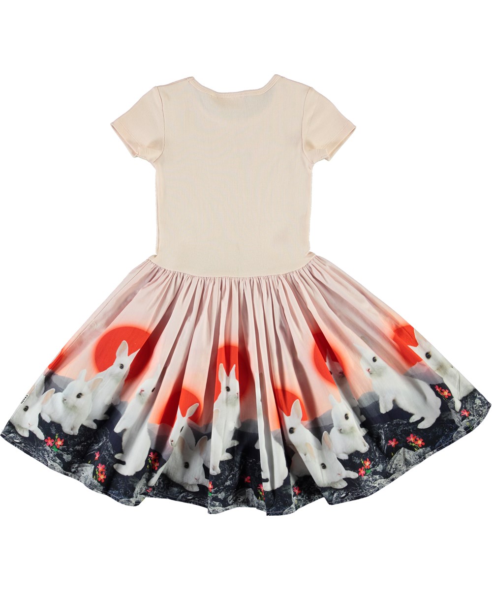 Cissa - Sunset Bunnies - Rosa Öko-Kleid mit Kaninchen
