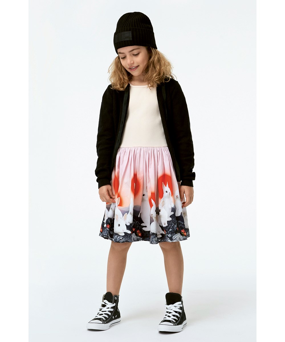 Cissa - Sunset Bunnies - Rosa Öko-Kleid mit Kaninchen