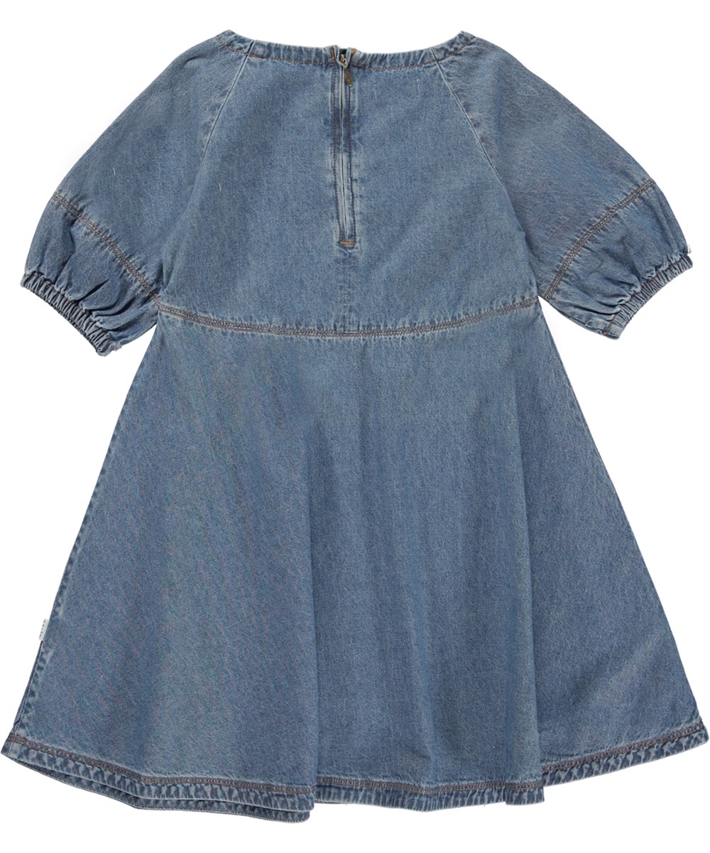 Claira - Washed Chambrey - Blaues knielanges Kleid