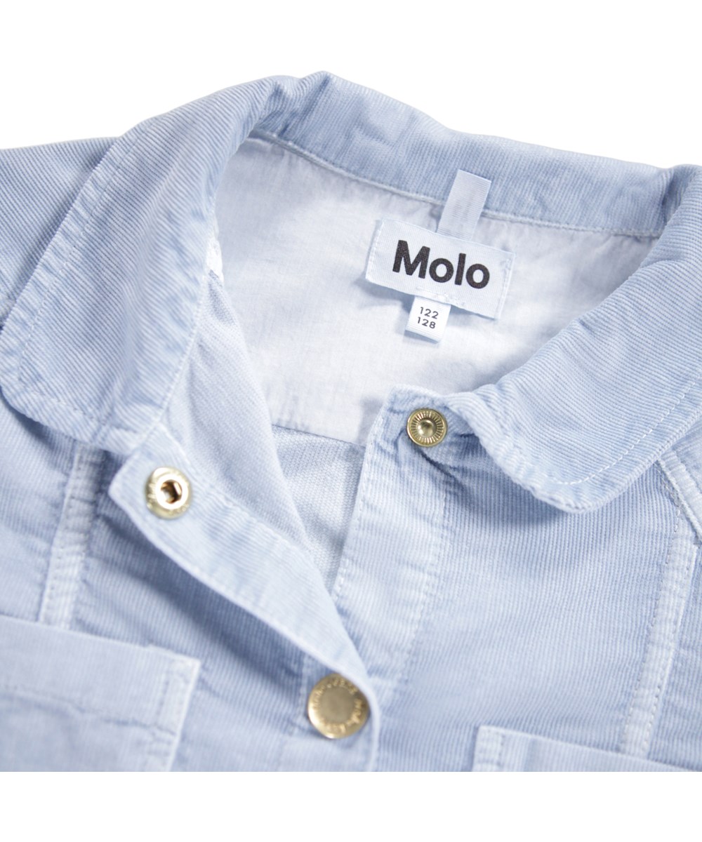 Clarissa - Blue Moon - Langärmliges Kleid für Kinder aus Öko-Hellblau-Velours.