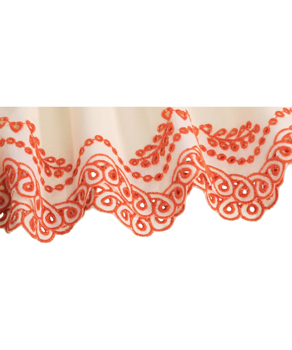 Clementine - Pearled Ivory - Knielanges cremefarbenes Kinderkleid aus Öko-Baumwolle mit Stickerei