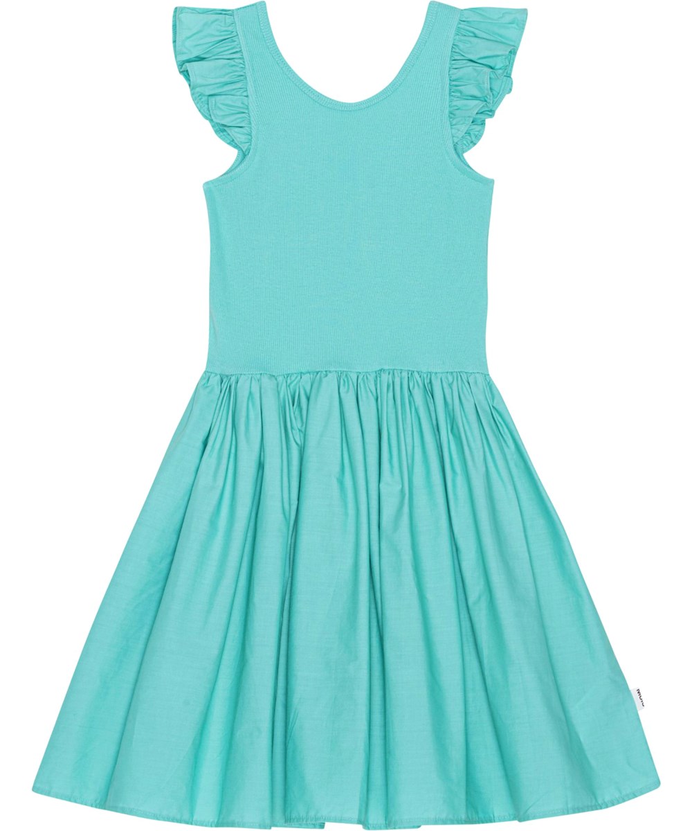 Cloudia - Pacific - Türkisfarbenes, knielanges Kleid aus Öko-Baumwolle