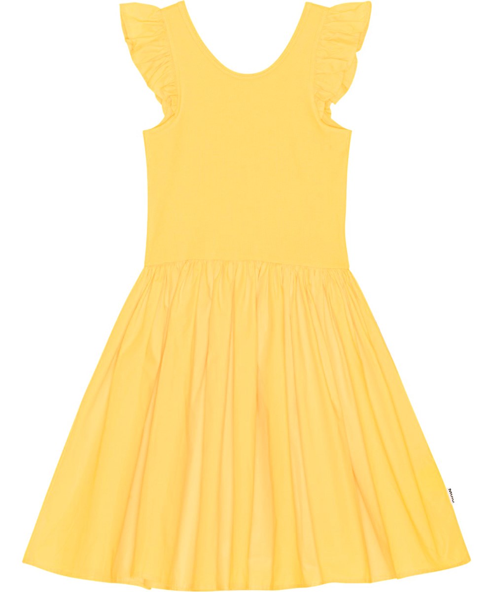 Cloudia - Submarine - Gelbes knielanges Kleid aus Öko-Baumwolle.