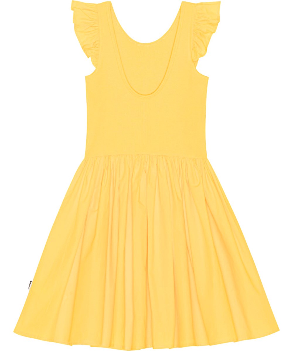 Cloudia - Submarine - Gelbes knielanges Kleid aus Öko-Baumwolle.