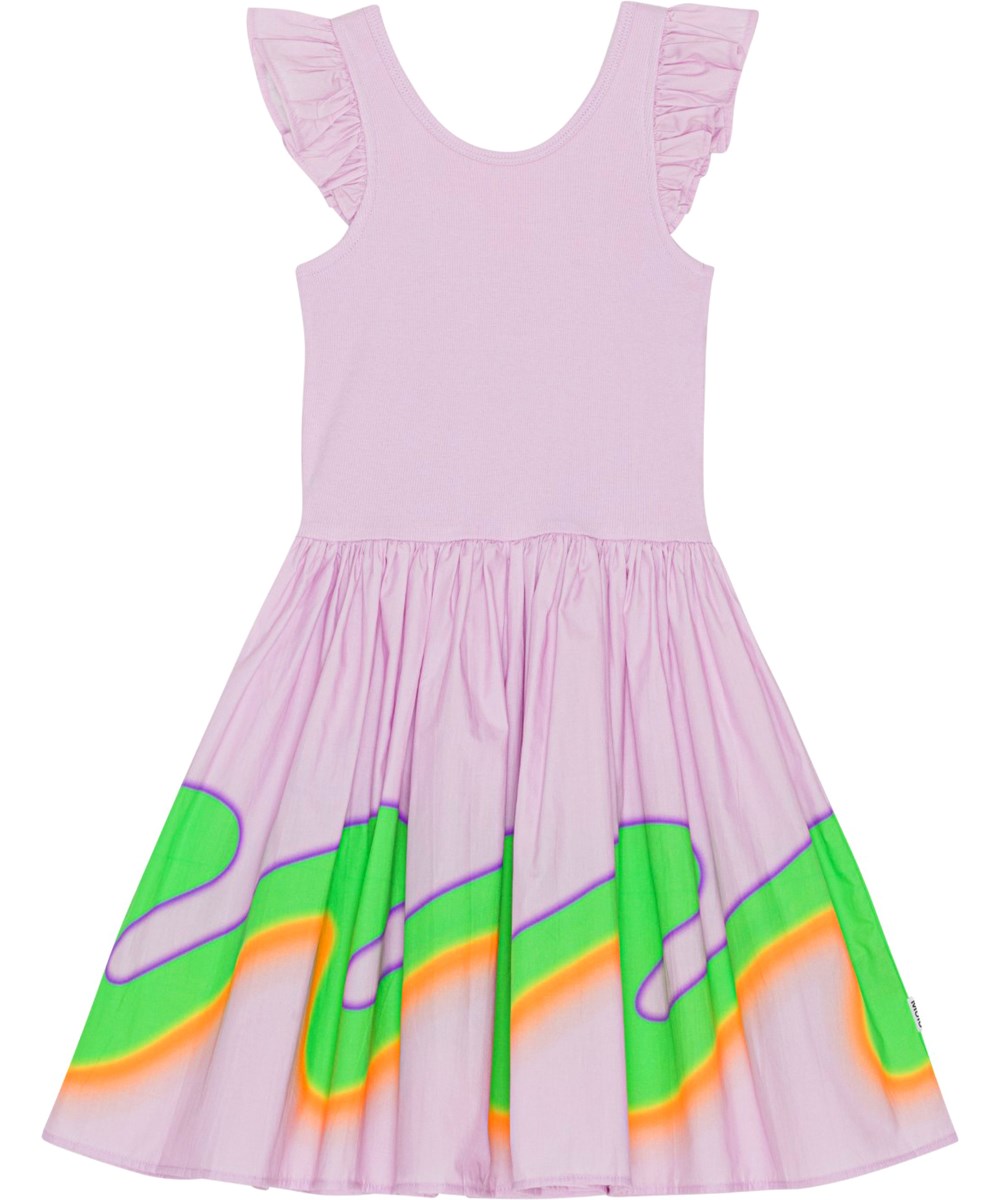 Cloudia - Wild Wave - Lilafarbenes knielanges Kleid aus Öko-Baumwolle