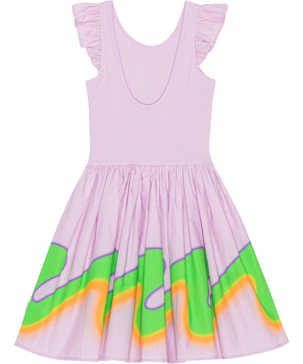 Cloudia - Wild Wave - Lilafarbenes knielanges Kleid aus Öko-Baumwolle