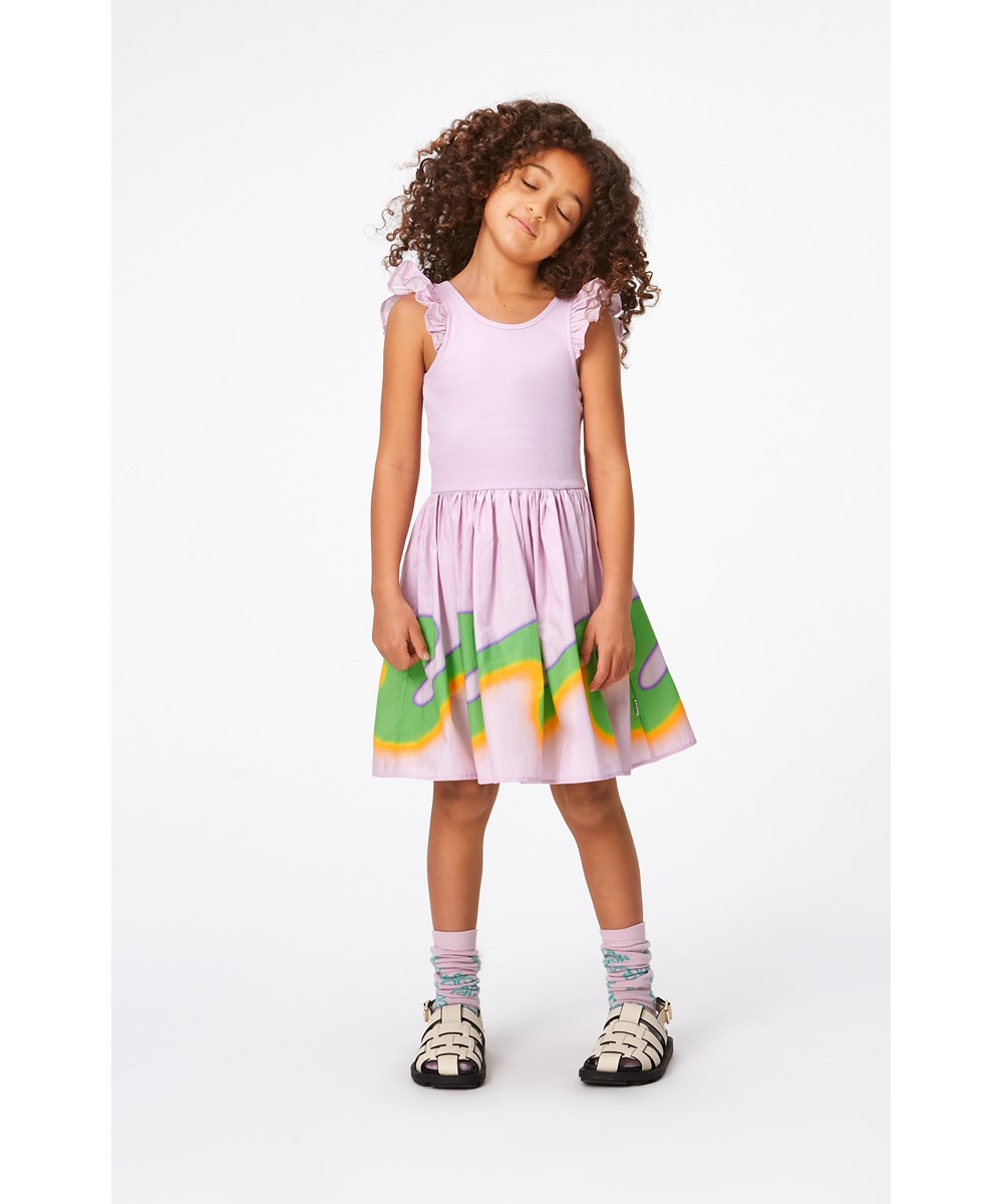 Cloudia - Wild Wave - Lilafarbenes knielanges Kleid aus Öko-Baumwolle