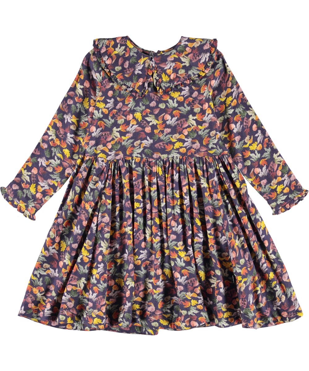 Coco - Mini Leaves - Lila Kleid mit Blattdruck