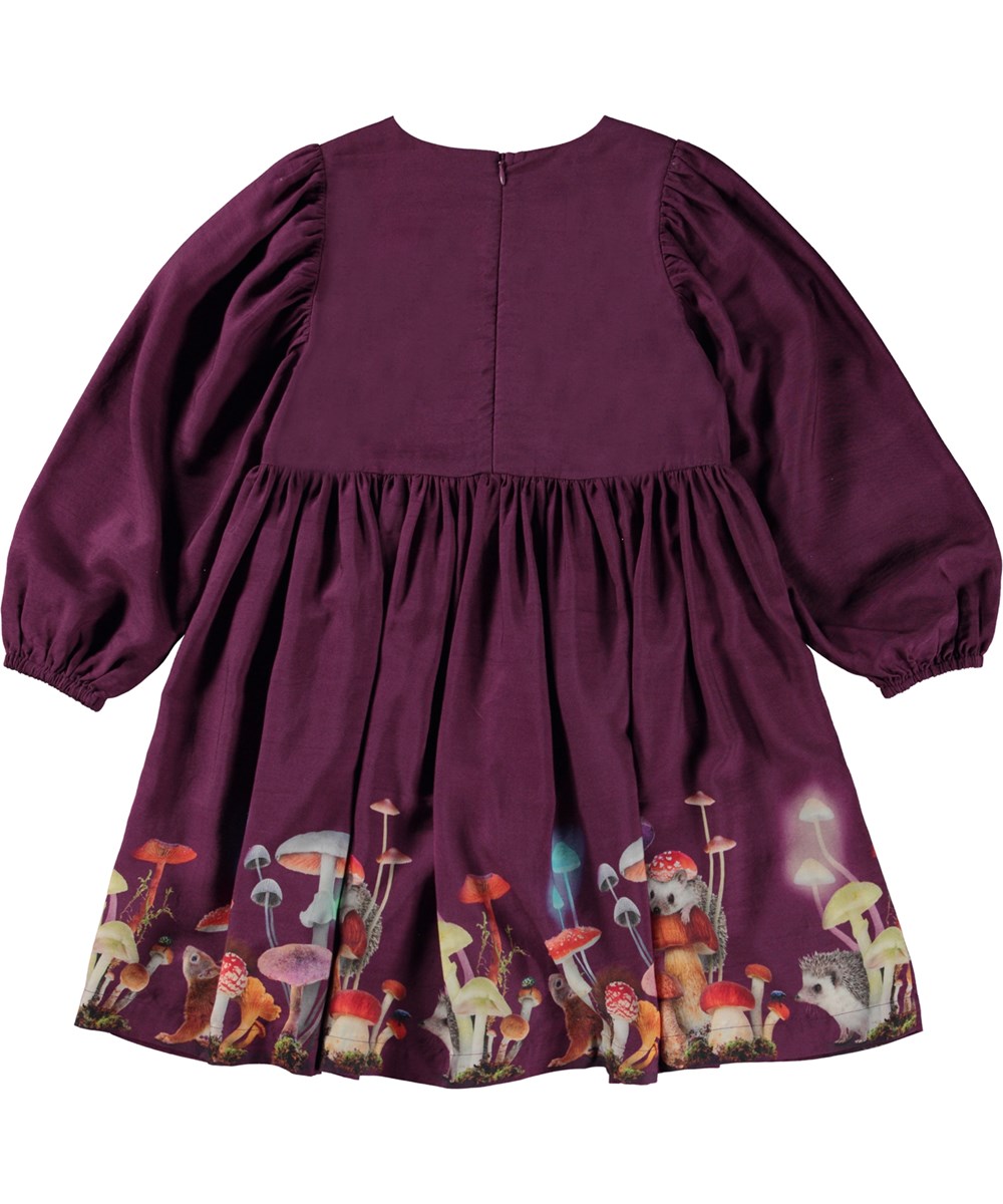 Cocos - Twillight Magic - Dunkellila Kleid mit Placement-Moonlight-Print