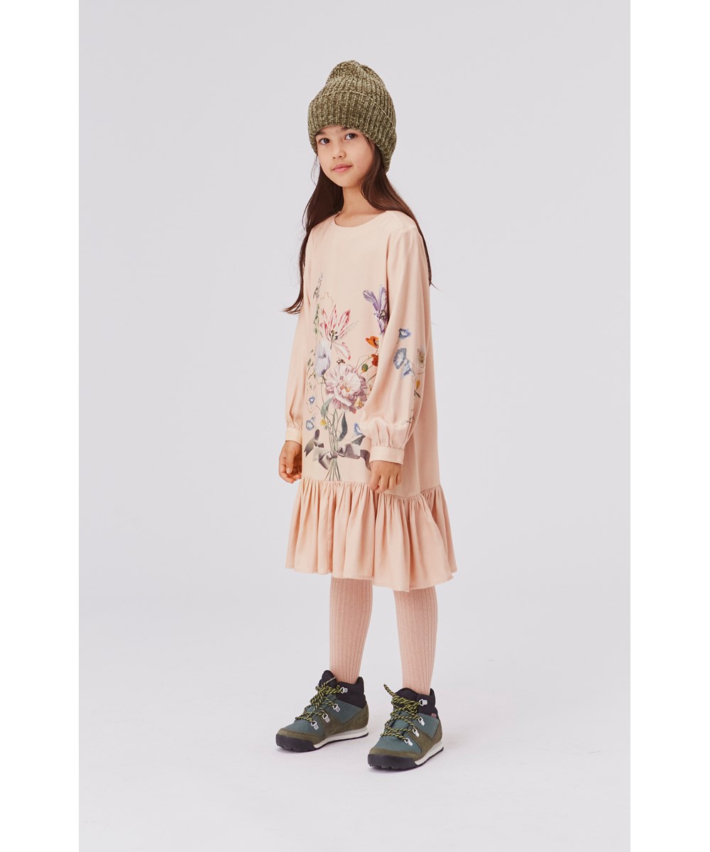 Colette - Bouquet - Rosafarbenes Kleid mit Blumendruck