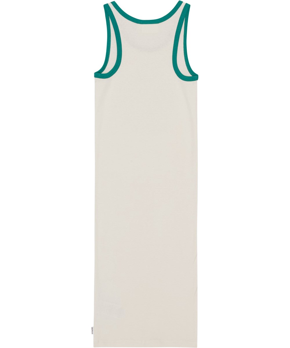 Comosita - Team 2024 - Cremefarbenes, eng anliegendes Trägerkleid aus Öko-Baumwolle mit Tennisschläger-Print