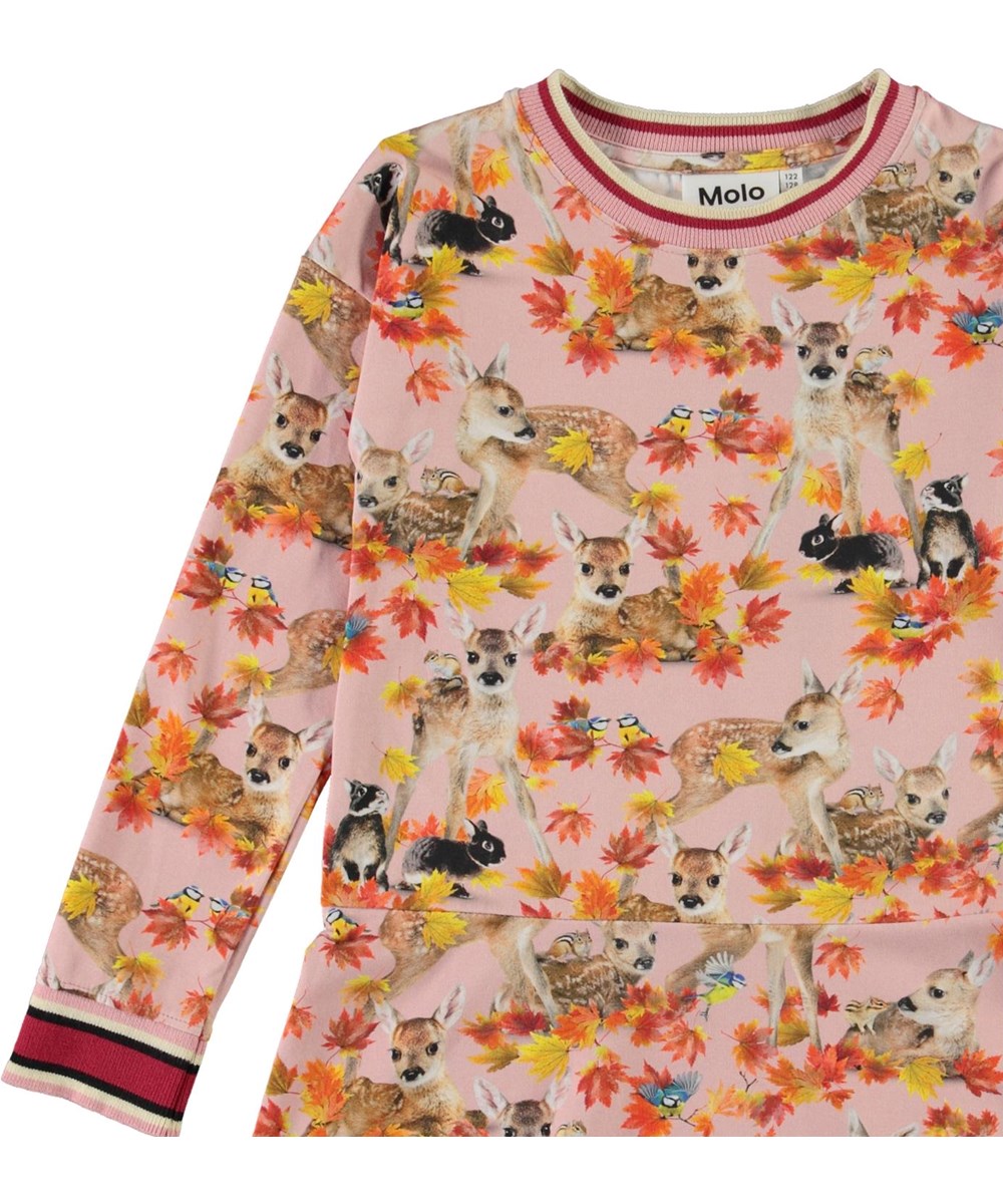 Conny - Autumn Fawns - Öko rosa Kleid mit Hirsch