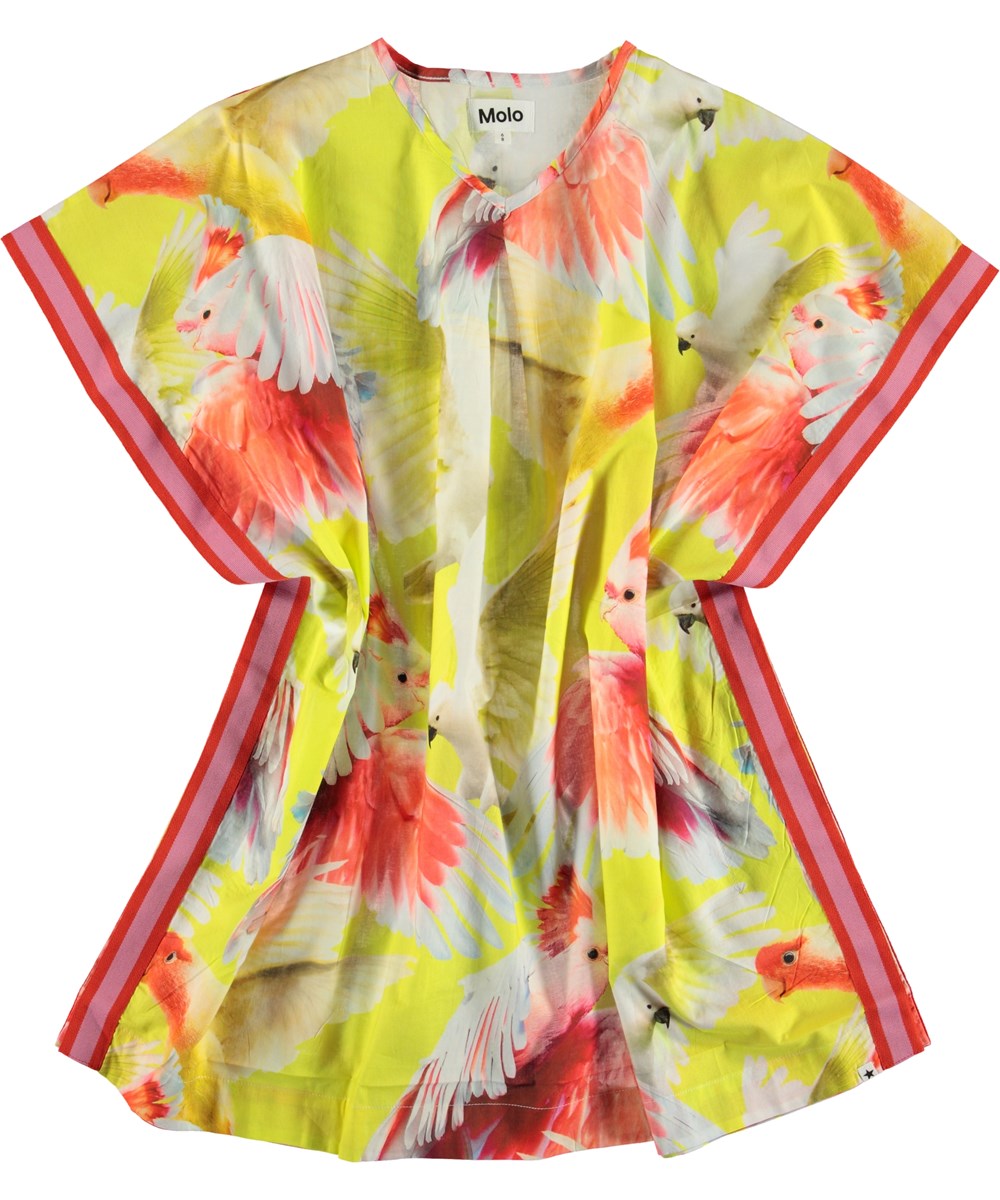 Corliss - Big Cockatoos - Kaftan Kleid mit Feder Print