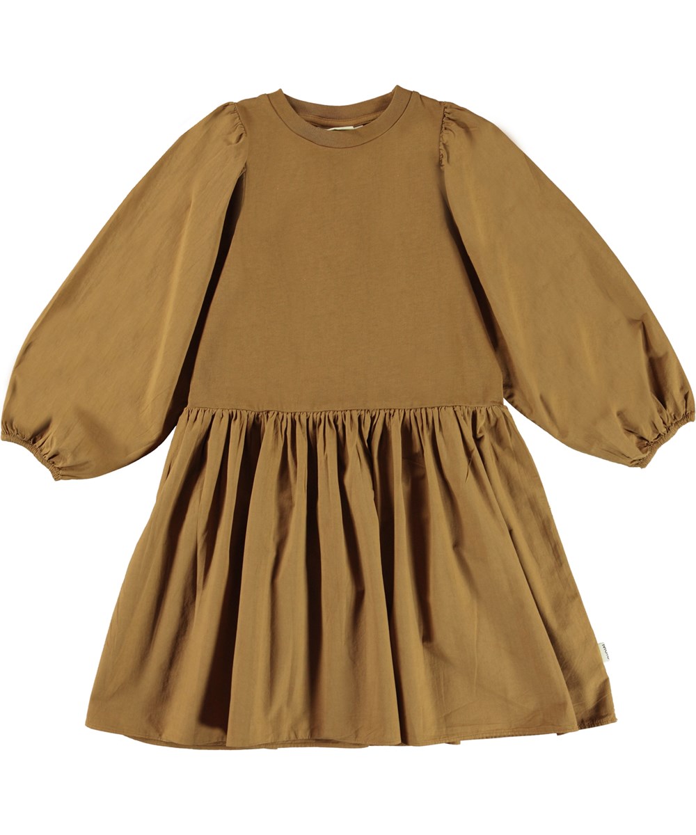 Cosette - Earthy - Öko braunes Kleid mit weiten Ärmeln