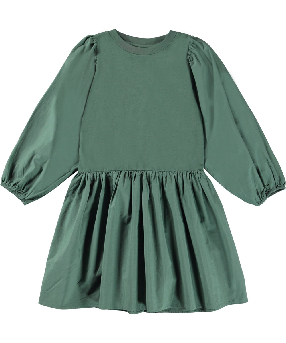 Cosette - Winter Forest - Öko grünes Kleid mit weiten Ärmeln