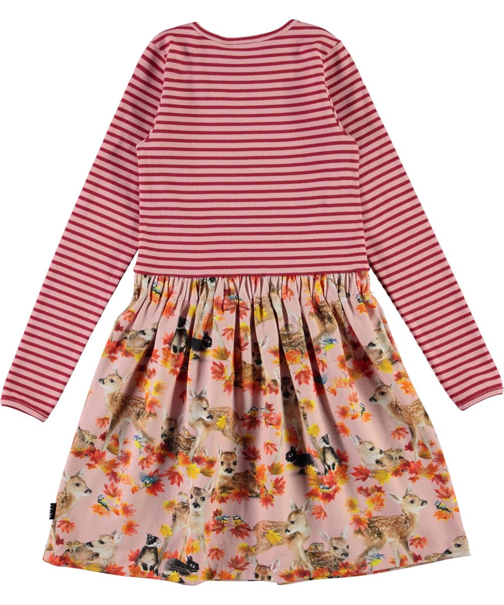 Credence - Autumn Fawns - Öko rosa Kleid mit Hirschen und Kaninchen