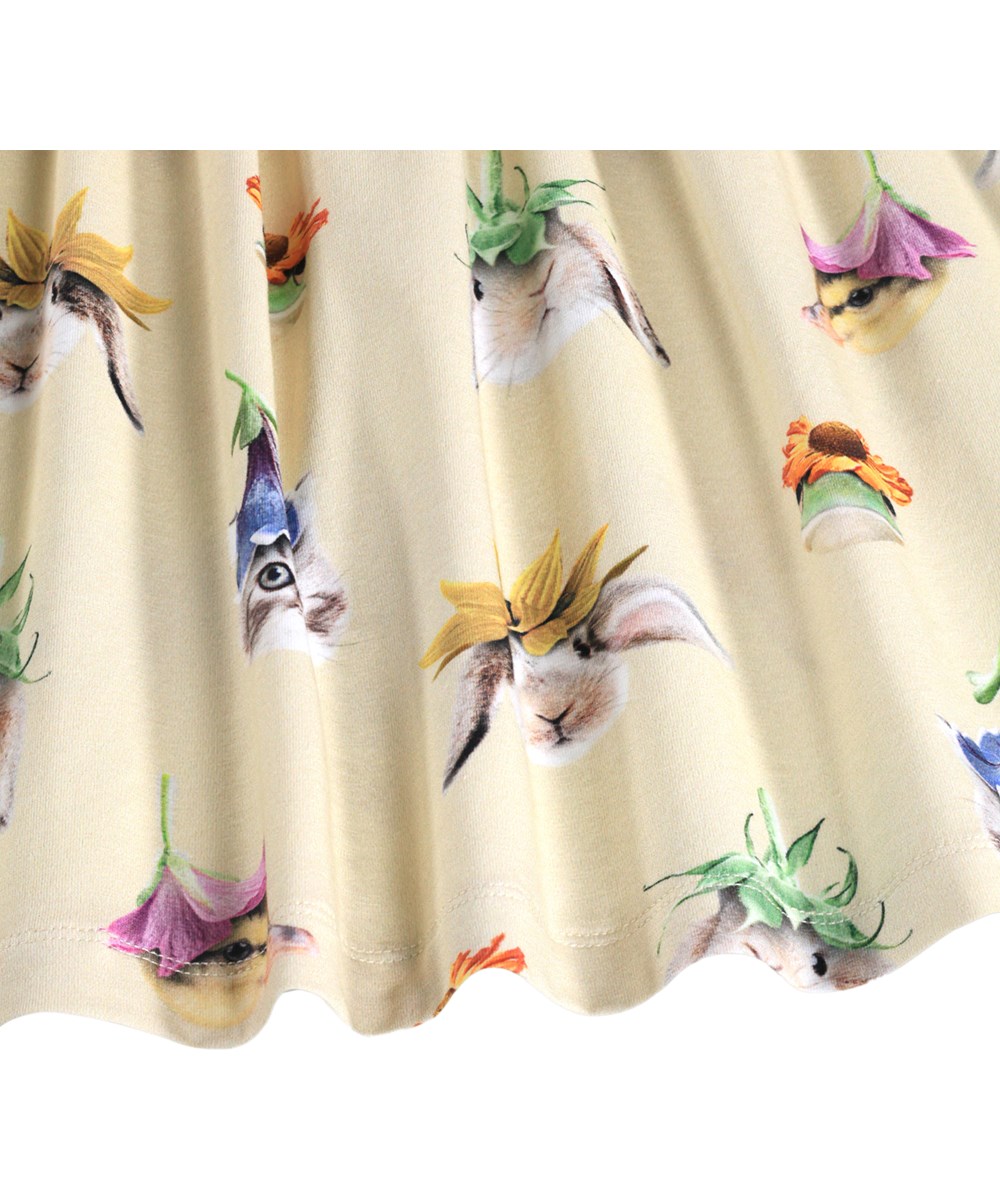 Credence - Floral Fun - Off-White-Kleid für Kinder aus Bio-Baumwolle mit Tiermuster